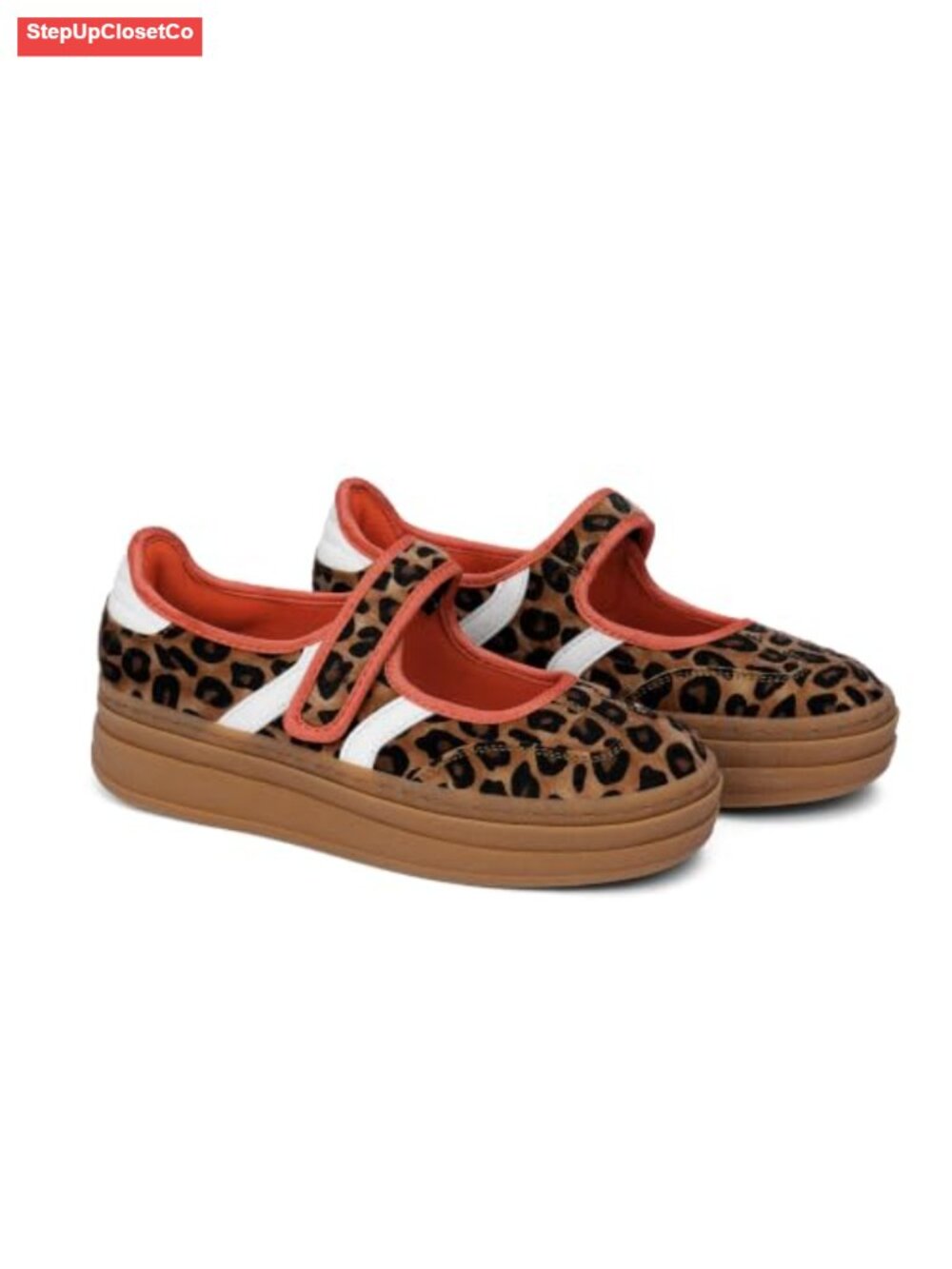 Retro Mary Jane Platform Sneakers - Slip On Walking Flats with Hook and Loop - Picture 3 of 6